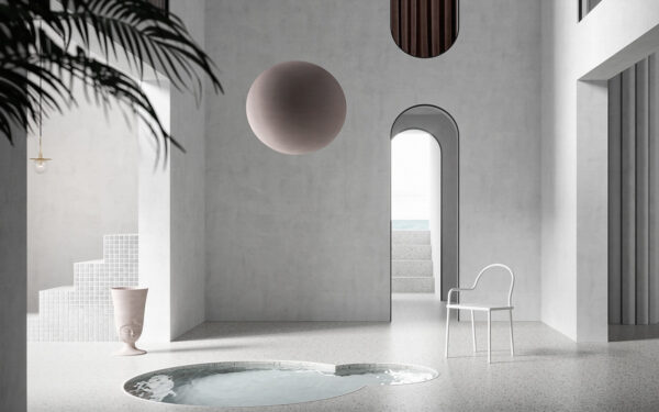 Quarto com uma piscina e uma cadeira Quarto com uma piscina e uma cadeira