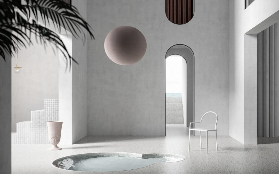 Quarto com uma piscina e uma cadeira Quarto com uma piscina e uma cadeira