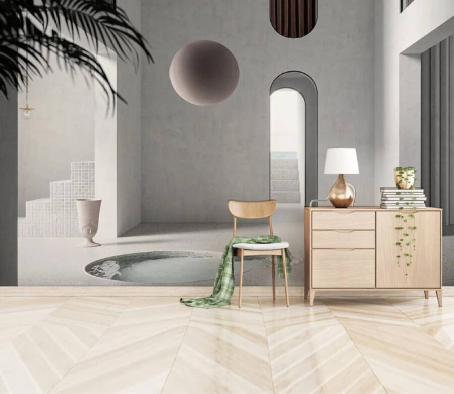 Quarto com uma piscina e uma cadeira Quarto com uma piscina e uma cadeira