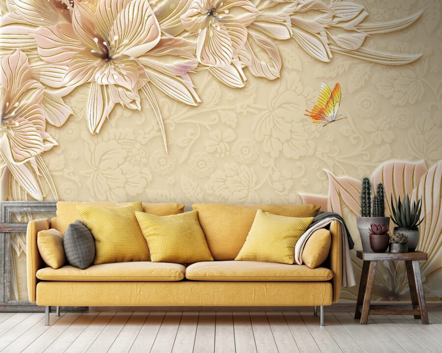 Papel de parede Flores delicadas num fundo suave
