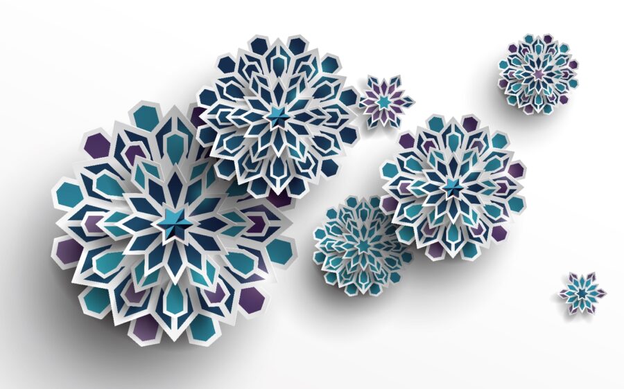 Grupo de flores azuis e brancas