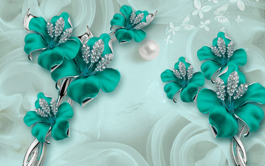 Elegante obra-prima de design floral turquesa.