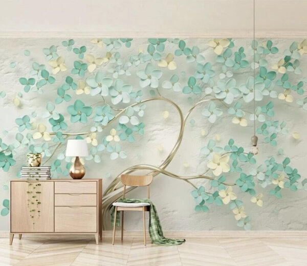 Papel de parede Árvore com flores e folhas (REF: u52550) Papel de parede Papel de parede Árvore com flores e folhas (REF: u52550)
