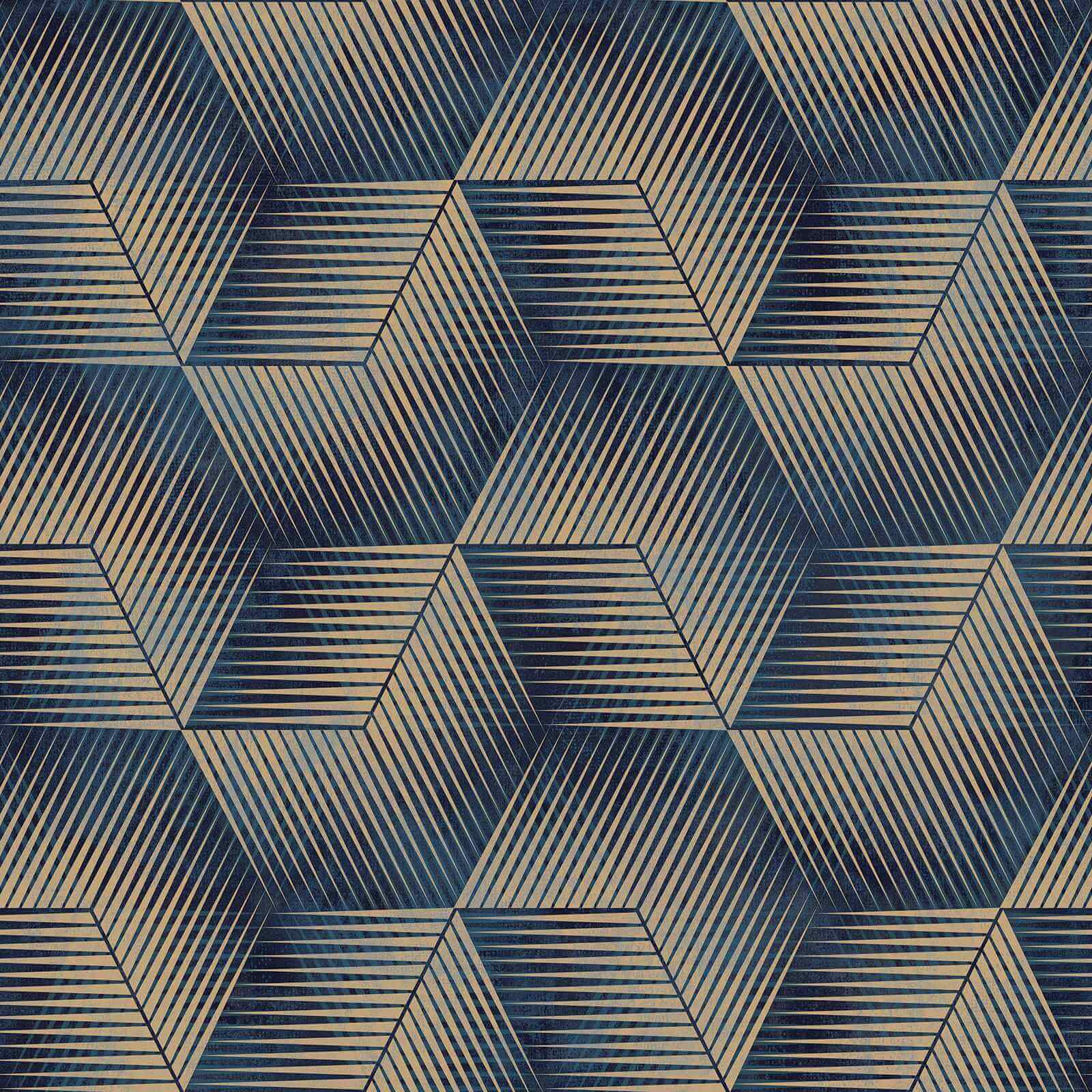 u52845p - Padrão de cubos azuis e castanhos - tegory