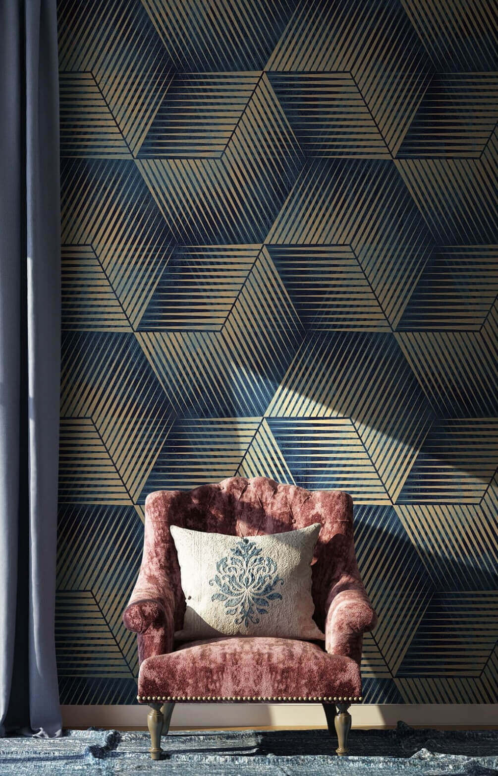 u52845pih1m - Padrão de cubos azuis e castanhos - tegory