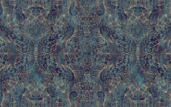 Desenho floral simétrico em azul intrincado. Desenho floral simétrico em azul intrincado.