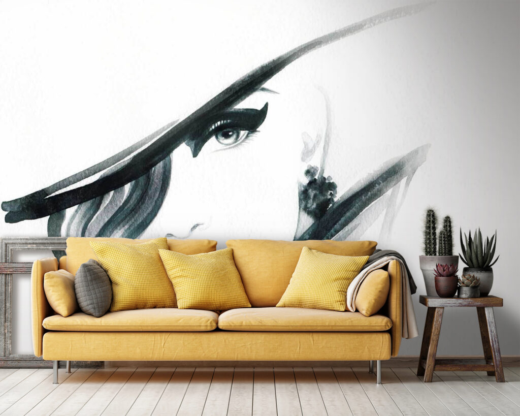 Woman with red lips and black hat