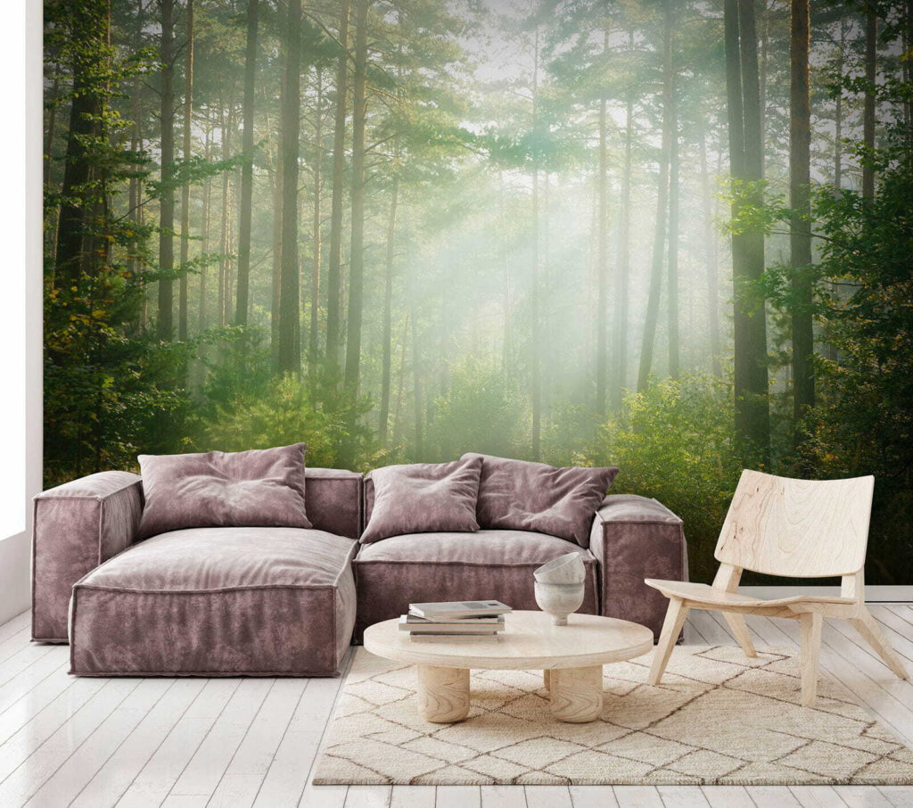 Path through a forest with trees and bushes Path through a forest with trees and bushes