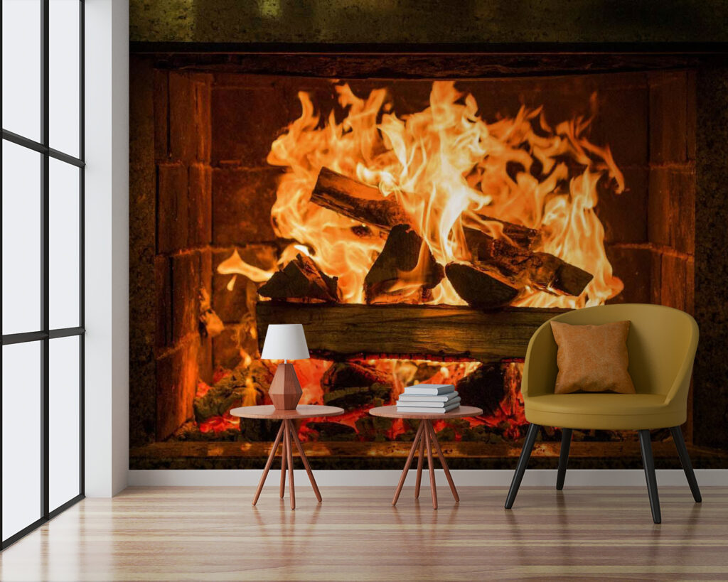 Fire in a fireplace Fire in a fireplace