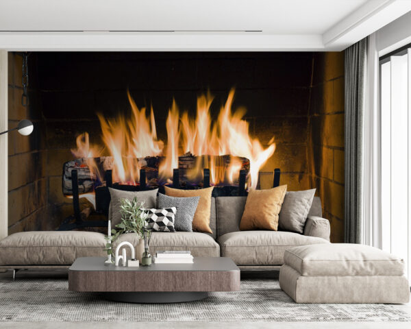 Papel de parede Fogo numa lareira