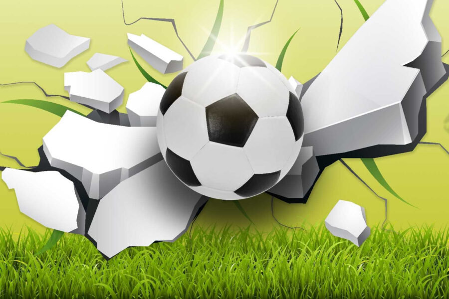 Bola de futebol a atravessar uma parede