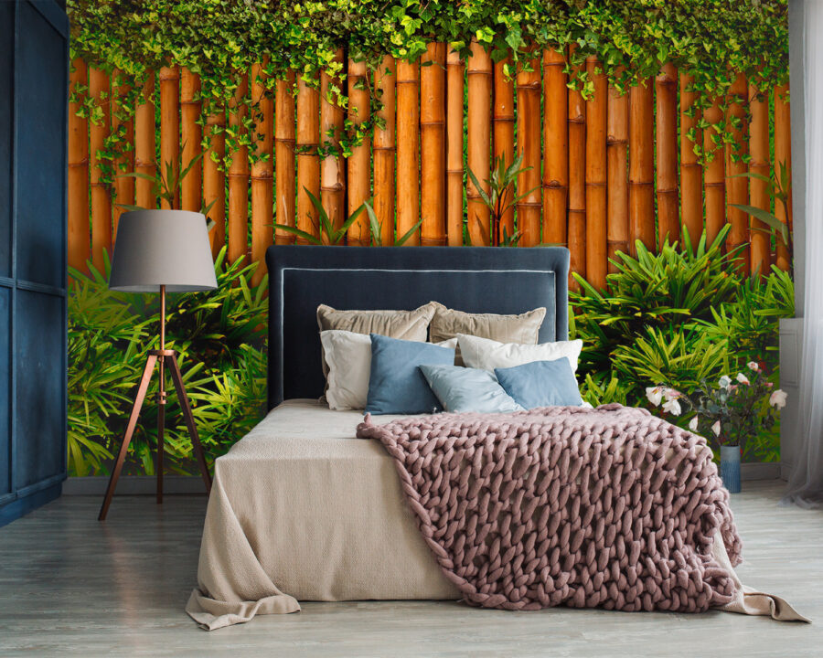 Papel de parede Vedação de bambu com plantas - Image 2