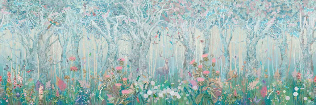 Pintura de um veado numa floresta Pintura de um veado numa floresta