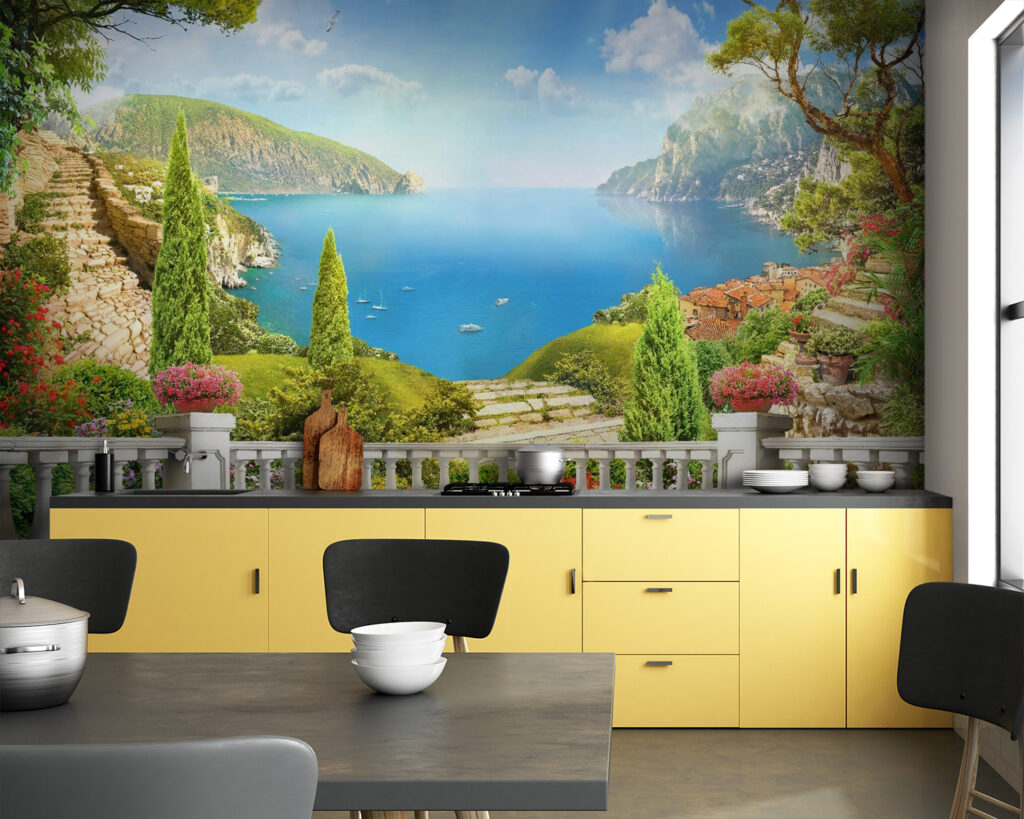 Balcony with a view of a lake and trees