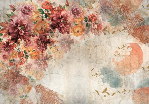 Padrão floral com texturas vintage. Padrão floral com texturas vintage.