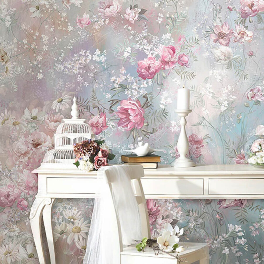 Pintura de flores numa parede Pintura de flores numa parede