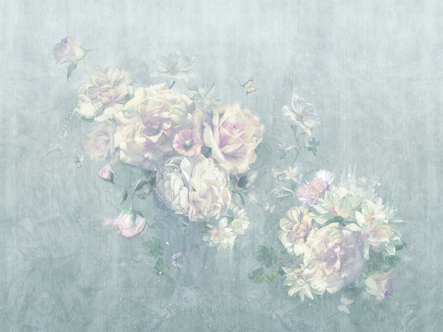 Pintura de flores e borboletas