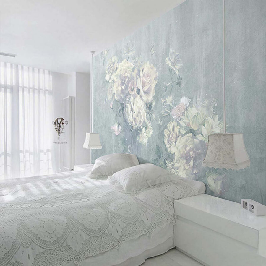 Pintura de flores e borboletas