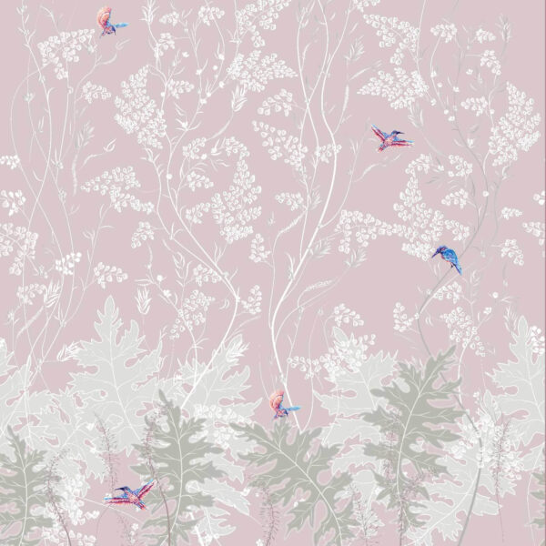 Papel de parede com pássaros e plantas Papel de parede com pássaros e plantas