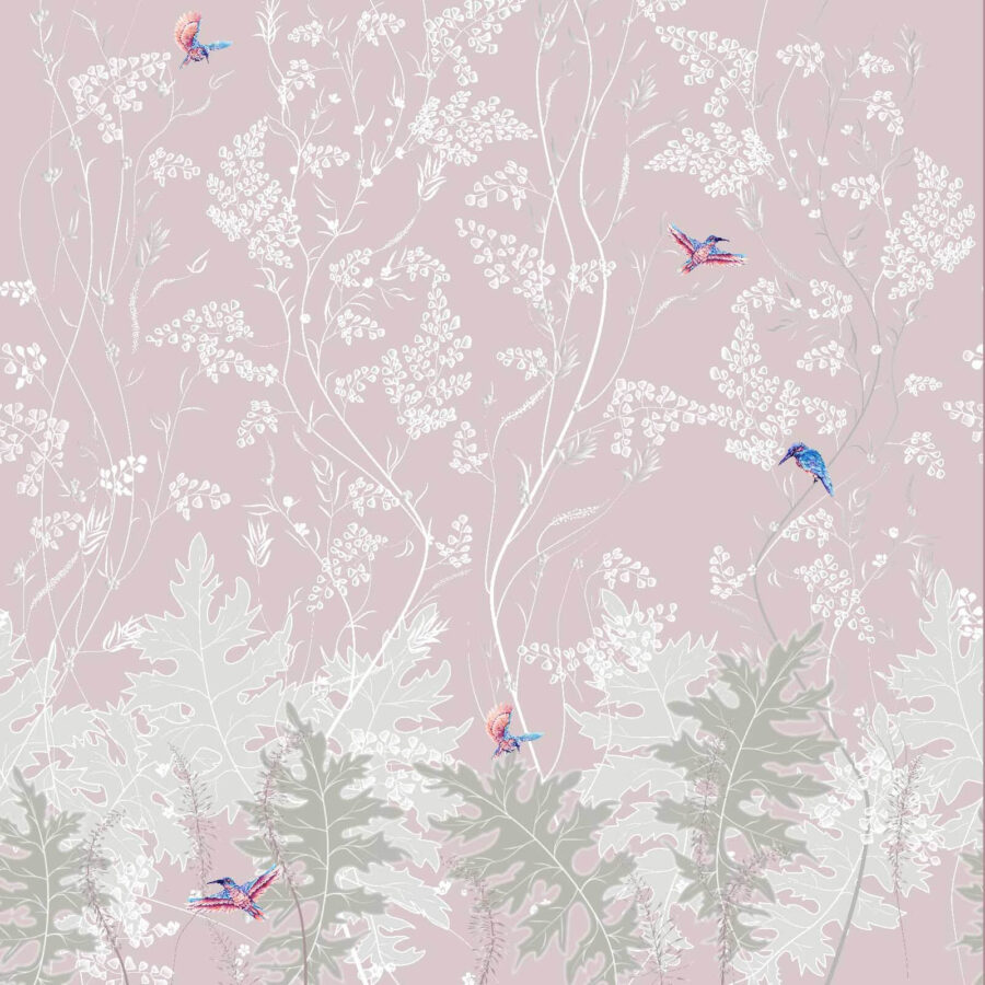Papel de parede com pássaros e plantas Papel de parede com pássaros e plantas