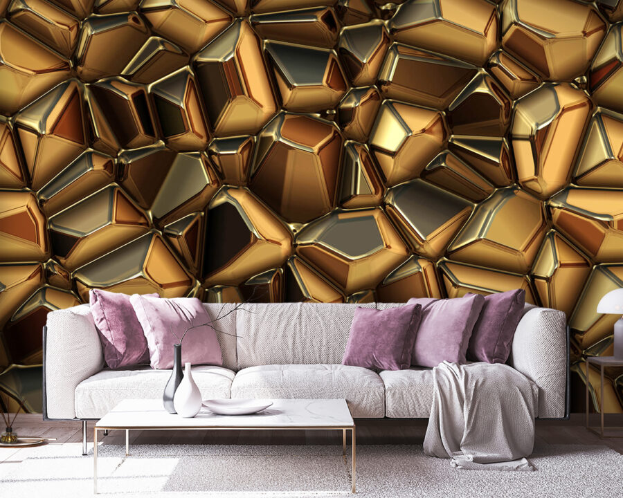 Papel de parede Superfície metálica texturada com formas únicas. - Image 3