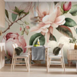 Papel de parede Flores elegantes em tons pastel suaves