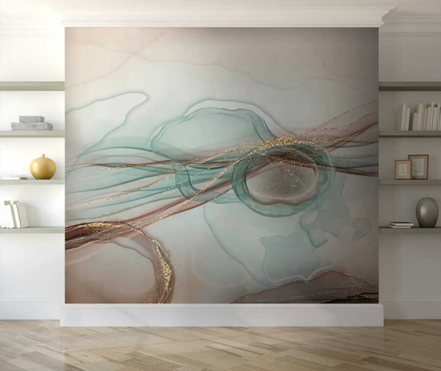 Ondas abstractas em tons pastel suaves.