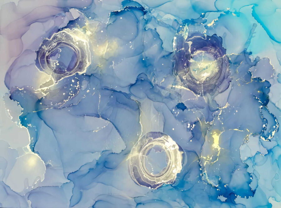 Papel de parede Pintura azul e branca - Image 4
