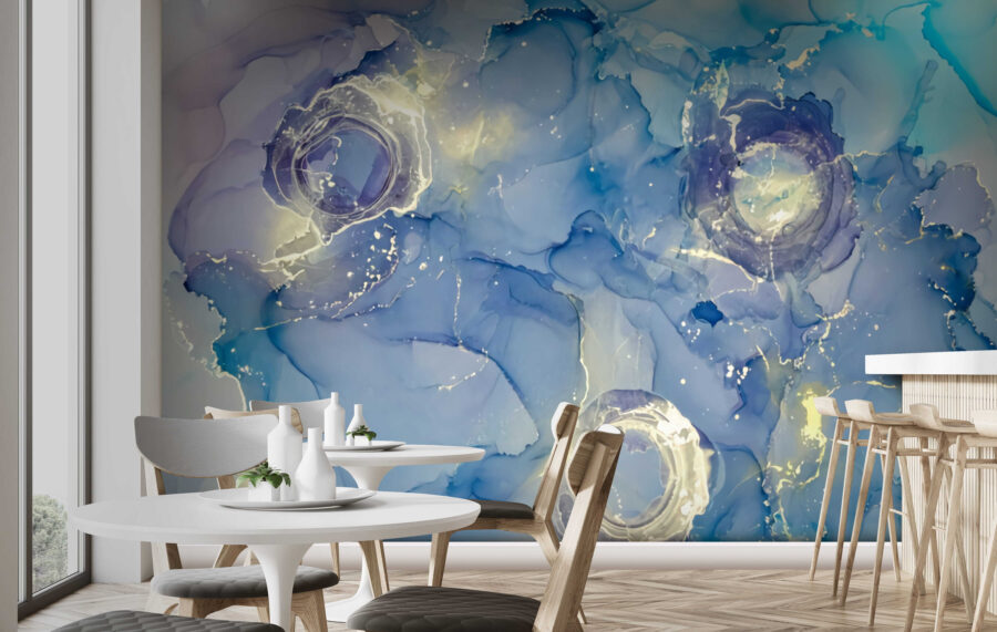 Papel de parede Pintura azul e branca - Image 3