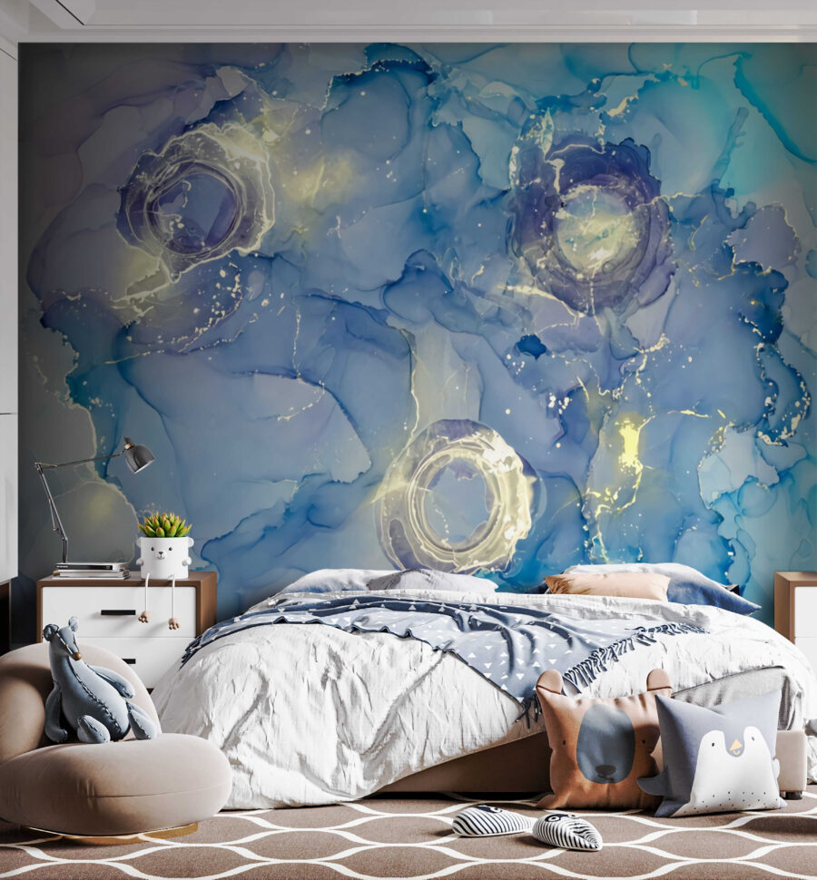 Papel de parede Pintura azul e branca