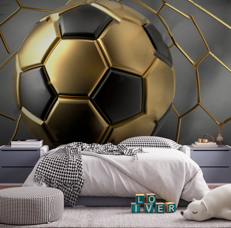 Papel de parede Sonhos de futebol em tons metálicos. - Image 2