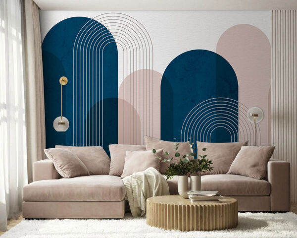 Papel de parede Arte azul e cor-de-rosa