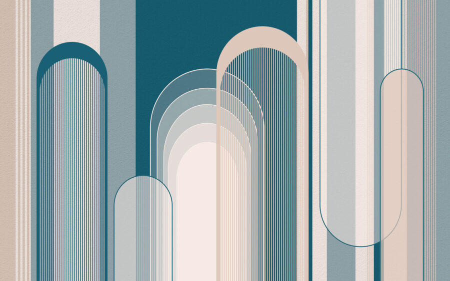 Padrão art deco azul e branco