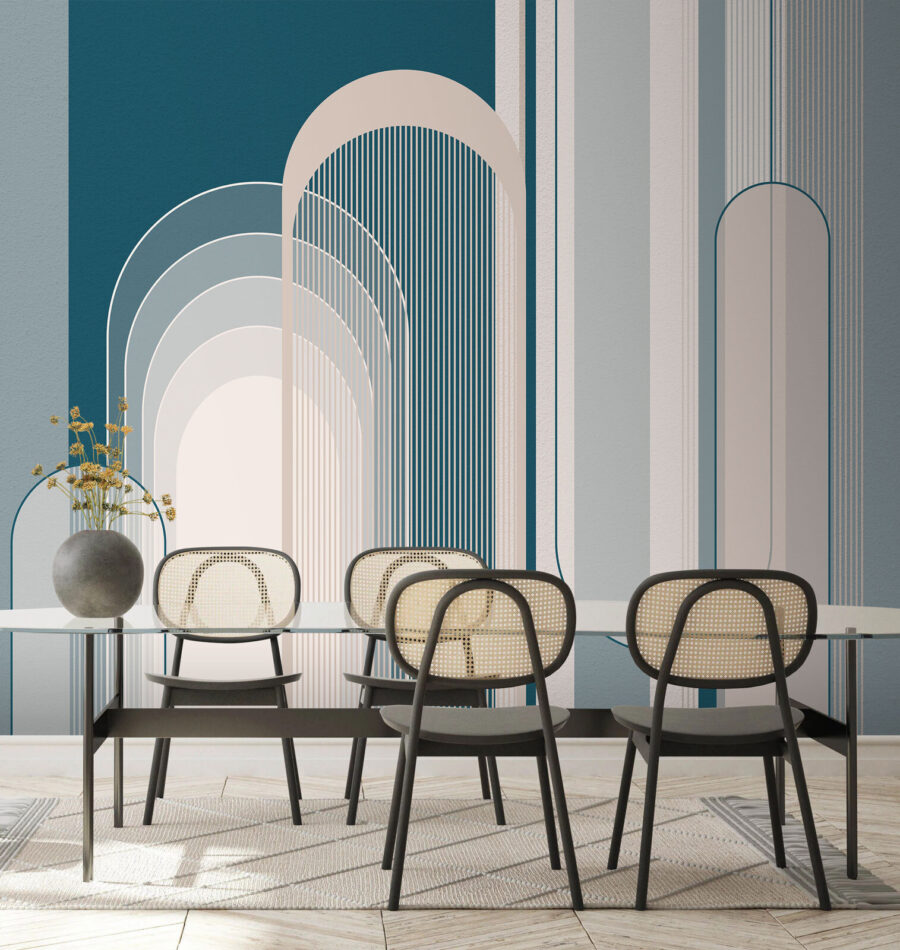 Padrão art deco azul e branco