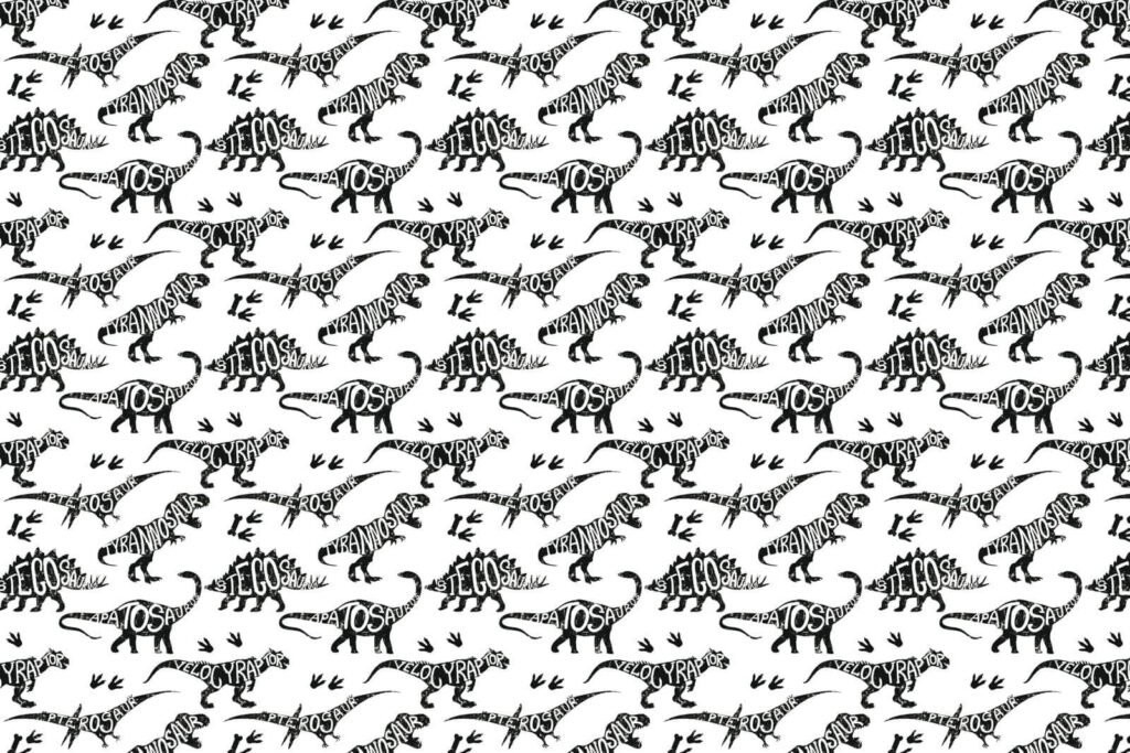 Padrão de dinossauros com palavras Padrão de dinossauros com palavras