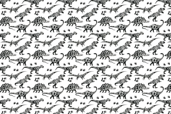 Padrão de dinossauros com palavras Padrão de dinossauros com palavras