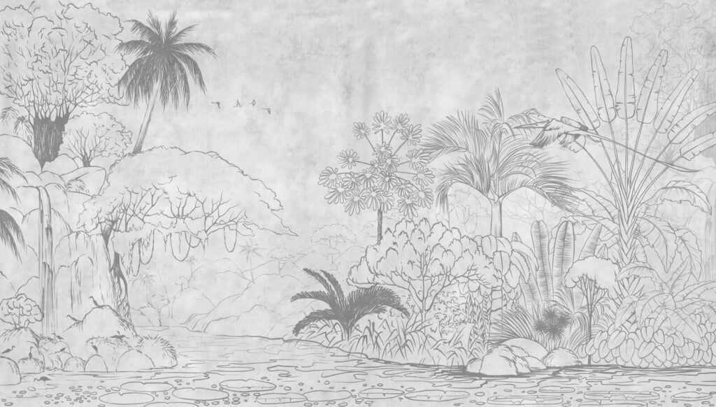 Desenho de um rio com árvores e plantas Desenho de um rio com árvores e plantas