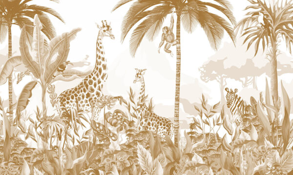 Papel de parede com girafas e zebras Papel de parede com girafas e zebras