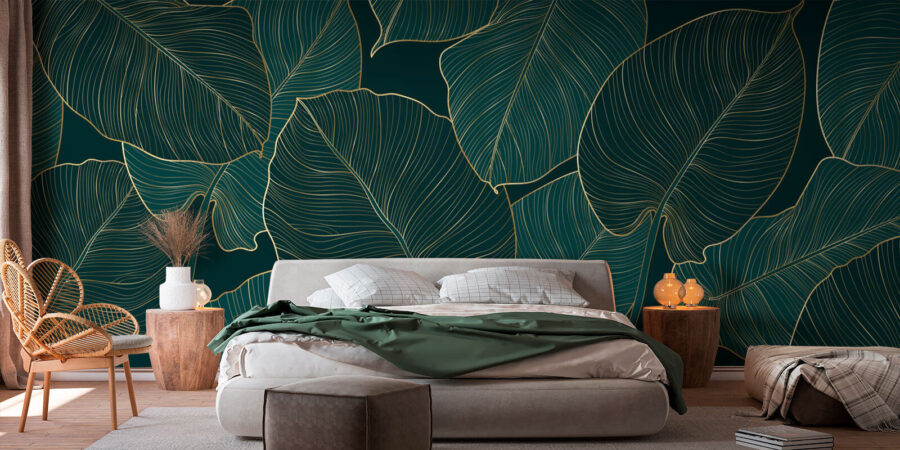 Papel de parede Folhas elegantes com pormenores intrincados.
