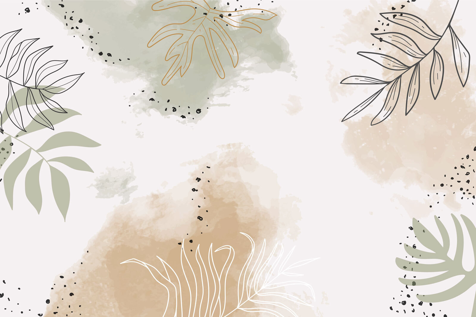 Abstract leaves with soft watercolor tones