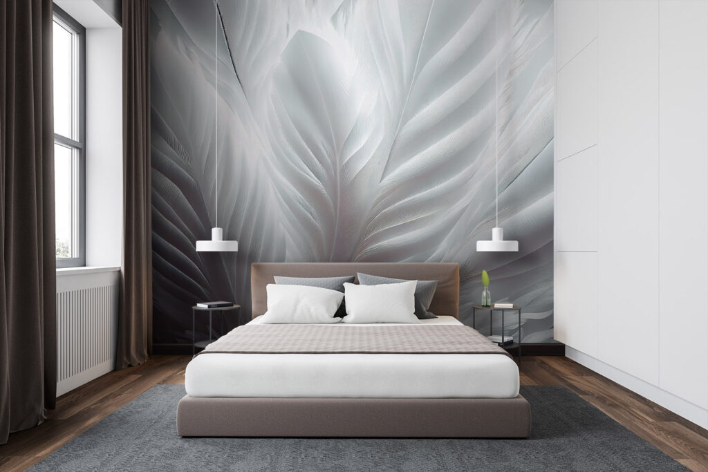 Delicate white feather textures intertwining