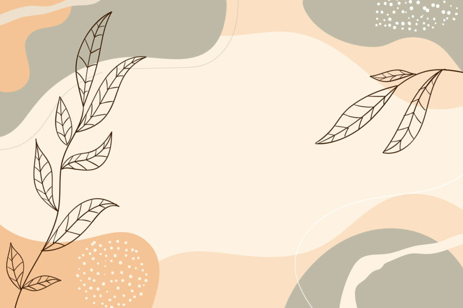 Fundo branco e cinzento com folhas e formas