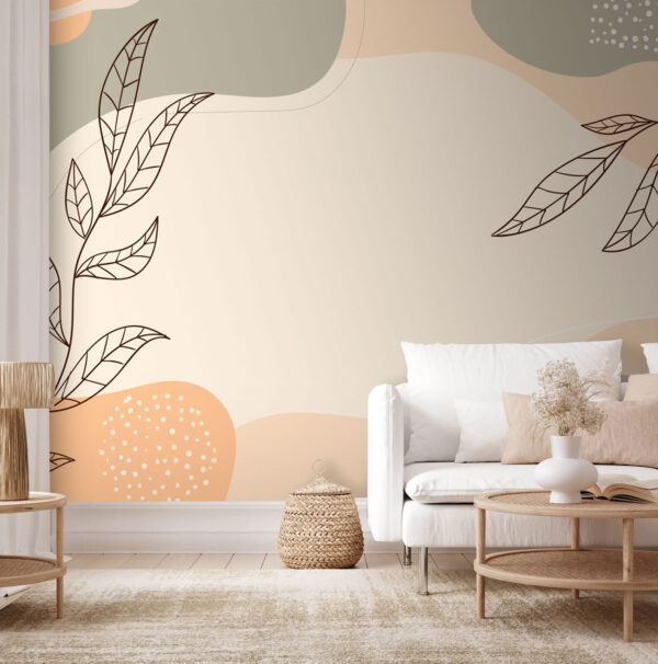Fundo branco e cinzento com folhas e formas Fundo branco e cinzento com folhas e formas