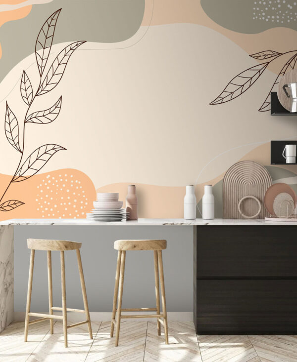 Fundo branco e cinzento com folhas e formas Fundo branco e cinzento com folhas e formas
