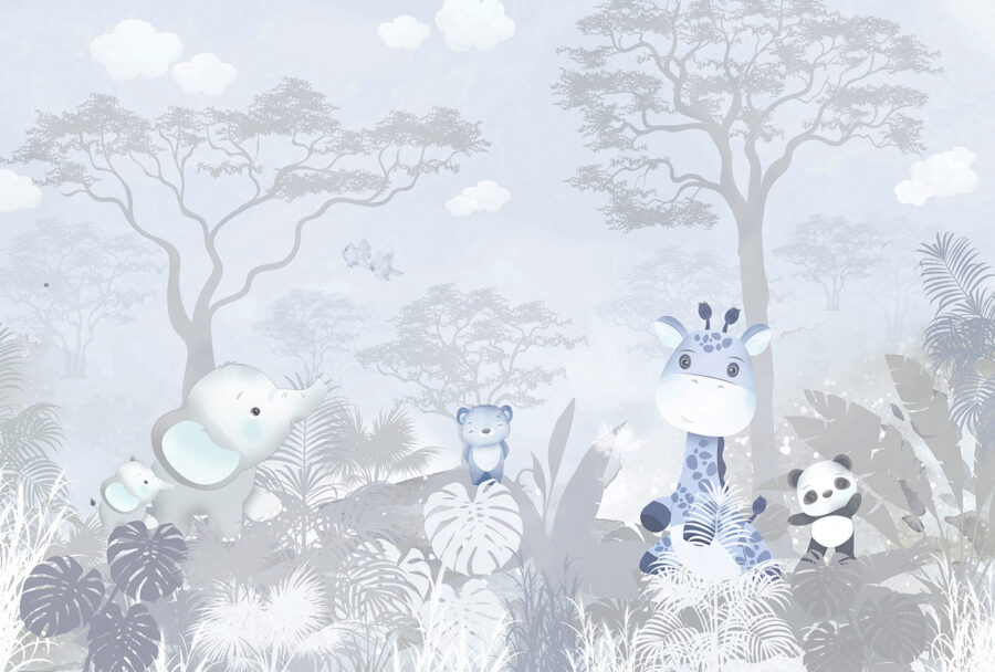 Um grupo de animais numa floresta