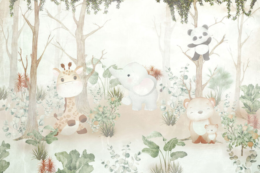 Papel de parede com animais na floresta