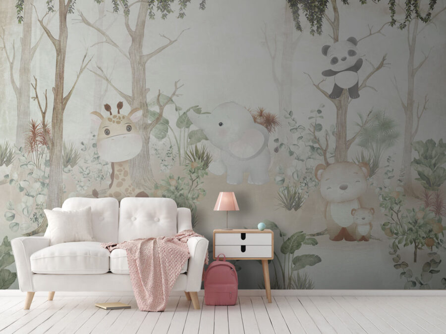 Papel de parede com animais na floresta