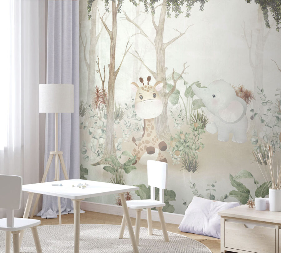 Papel de parede com animais na floresta