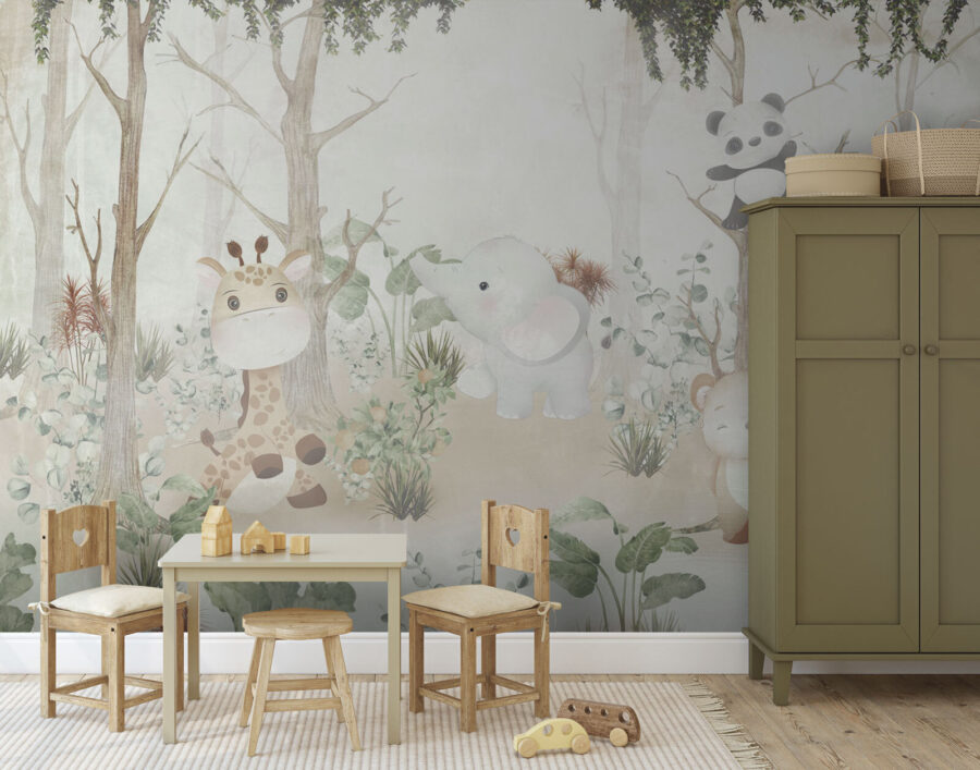 Papel de parede com animais na floresta