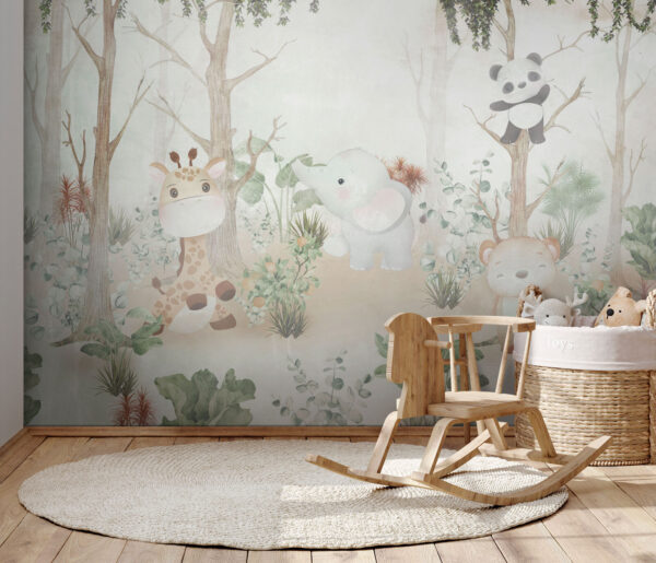 Papel de parede com animais na floresta Papel de parede com animais na floresta